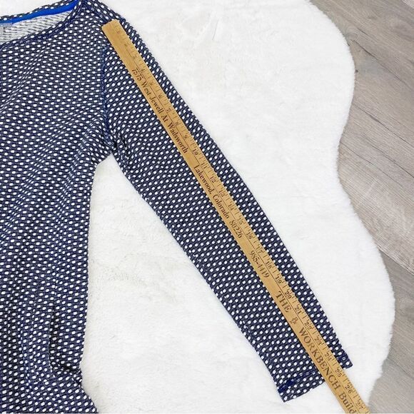 Talbots Polkadot Knit Kangaroo Pocket Pullover Top Blue White Small - Picture 12 of 13